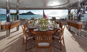 2003 201' Solemar yacht alfresco dining